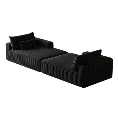 102' Oversized Sectional Lounge Chaise,No Assembly Required,Cloud Plush Loveseat With Reclining Sofa Bed,Fluffy Modern S