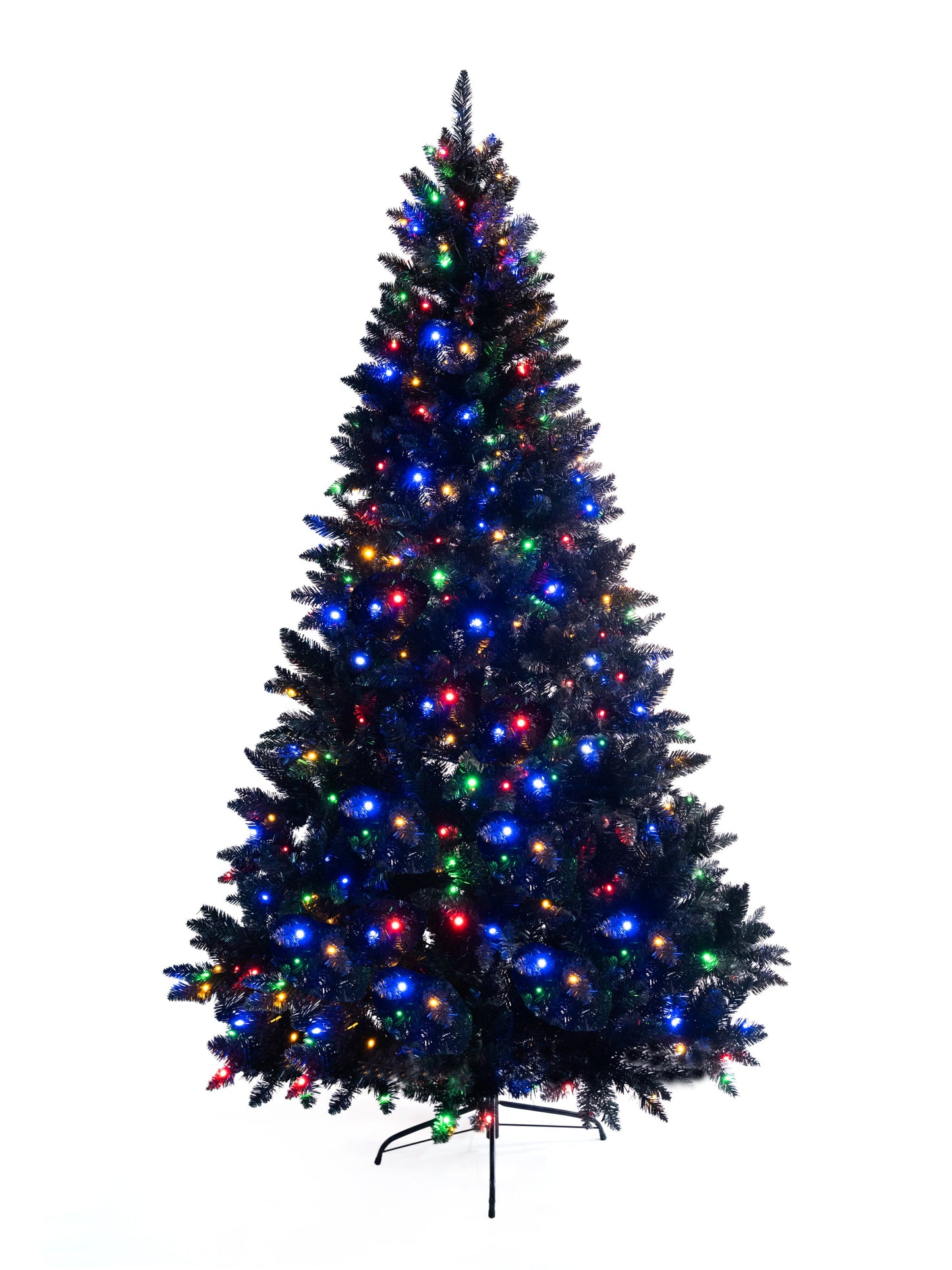 6FT Pre-Lit Black Artificial Hinged Christmas Tree, Holiday Spruce Xmas Tree With 920 Branch Tips and 280 Color LED Chan