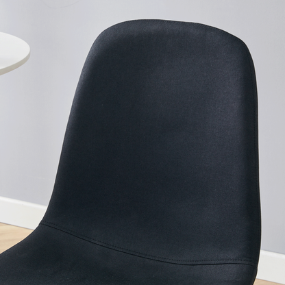 Luxury Simple Chair - Set of 4 BLACK Linen-Cotton Material High Resilience Dining Chair With Metal Black Leg.Integral Me