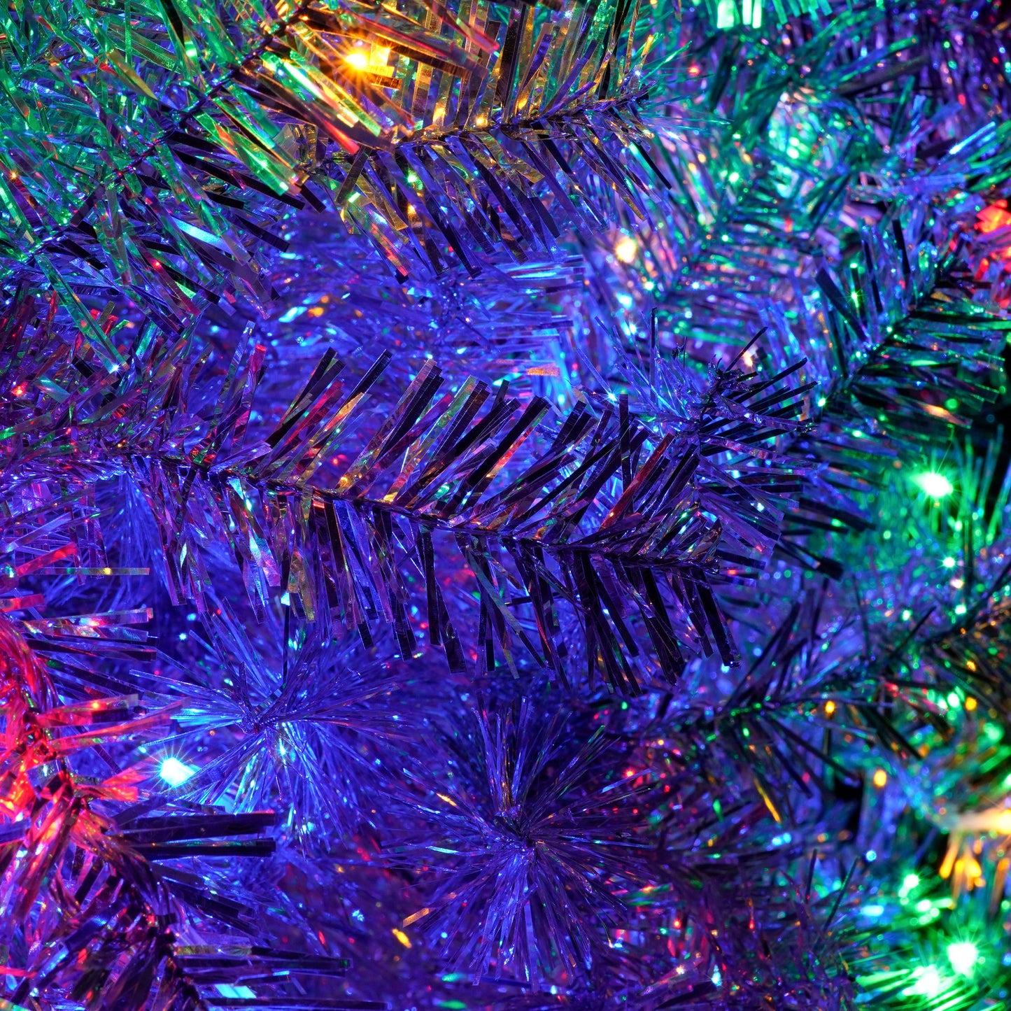 7.4FT, 6FT, 4FT Silver Pre-Lit Artificial Hinged Christmas Tree Set, Holiday Spruce Xmas Tree With 2400 Branch Tips, 850