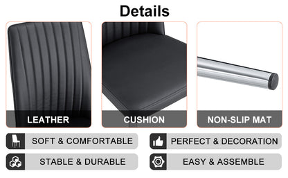 A Set of 6 Dining Chairs, Black Dining Chair Set, PU Material High Backrest Seats and Sturdy Leg Chairs, Suitable for Re