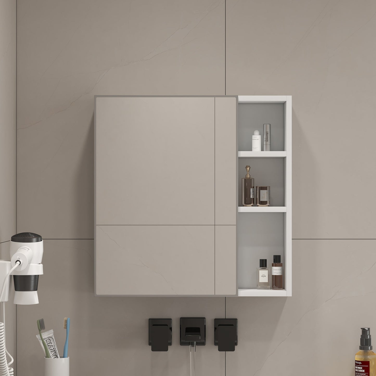 A White MDF Material Mirror Cabinet, Bathroom Mirror,  MDF Material Mirror Cabinet,a Separate Wall Mounted Bathroom Mirr