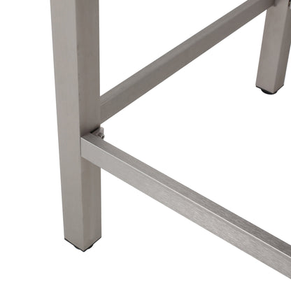 43' Outdoor Aluminum Frame Bar Table With Glass Table Top, Grey Finish