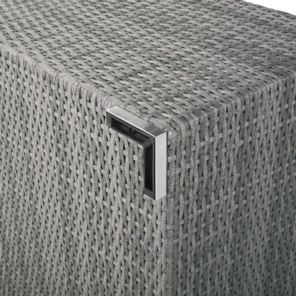 Patio Furniture Set Outdoor Daybed Rattan Sectional With Cushions and Center Table, Beige, Iron & Rattan, Multiple Sizes