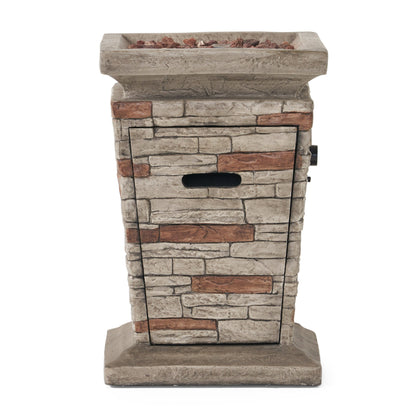 Outdoor 19.50' MGO Fire Column - 40,000 BTU, Natural Stone (Tank Inside)