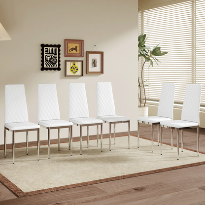 Modern Style Dining Chairs Set of 6 in White, Essential for Minimalist Homes.Meeting Family Dining Needs,PU Material Sea