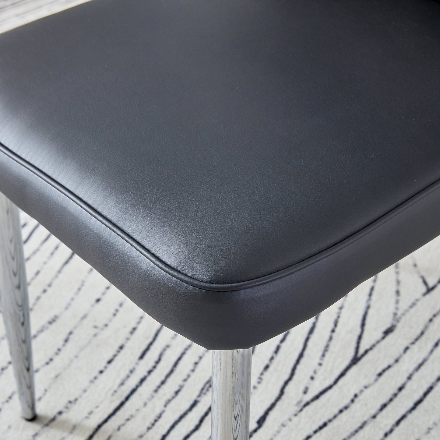 Table and Chair Set.63'x31.5x30' Black Marble-Patterned Slabs Tabletop With Stainless Steel Butterfly Legs.Paired With 4