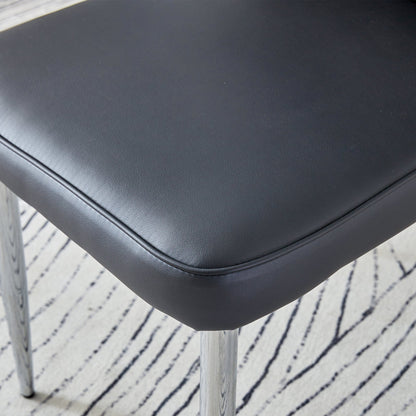 Table and Chair Set.63'x31.5x30' Black Marble-Patterned Slabs Tabletop With Stainless Steel Butterfly Legs.Paired With 4