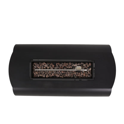 Vernon Rectangle Fire Pit 50,000 BTU Dark Gray Iron 50x25.5x15.25 Inches