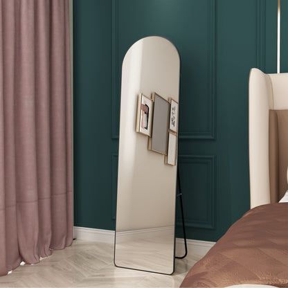 Arched Full Length Mirror With Aluminum Alloy Frame for Bathroom, Bedroom, and Clothing Store - Black 59.8' X 16.5'