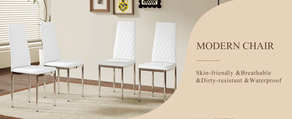 Modern Style Dining Chairs Set of 6 in White, Essential for Minimalist Homes.Meeting Family Dining Needs,PU Material Sea