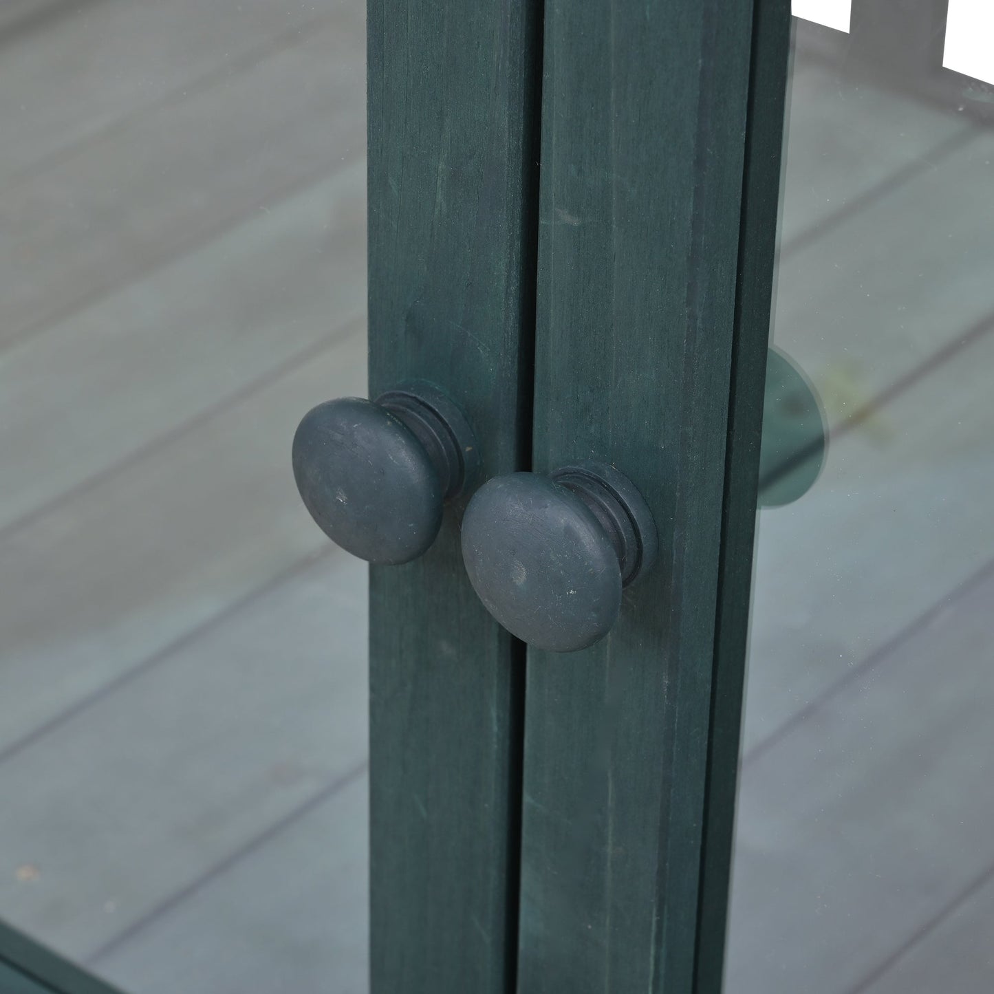 Garden Wood Portable Cold Frame With Movable Wheels Mini Greenhouse With Openable Roof and Storage Box, Forest Green