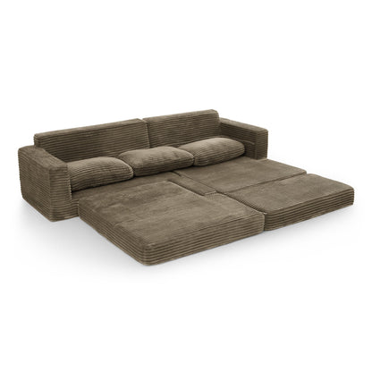 Right Sofa Seat,L Shape Modular Sectional Sofa, Compressed Sectional Sofa Modern Minimalist Style Corduroy Couch,Unfold