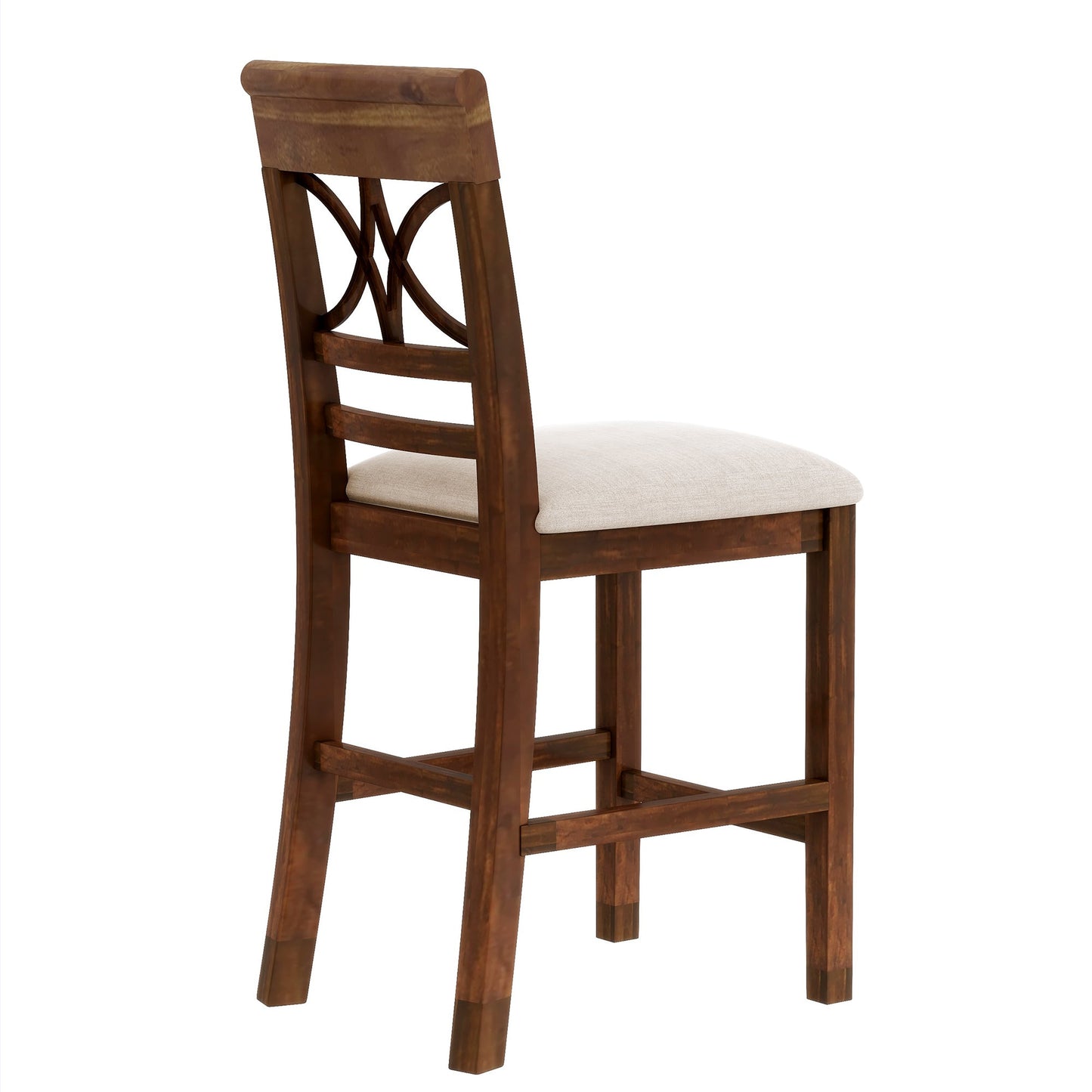 6-Piece Wood Counter Height Dining Table Set With Storage Shelf, Kitchen Table Set With Bench and 4 Chairs,Rustic Style,