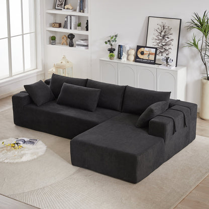 Modern Chenille Upholstered Sectional Sofa Couch Set,Modular 108' L Shaped Sectional Living Room Sofa Set With 6 Pillows