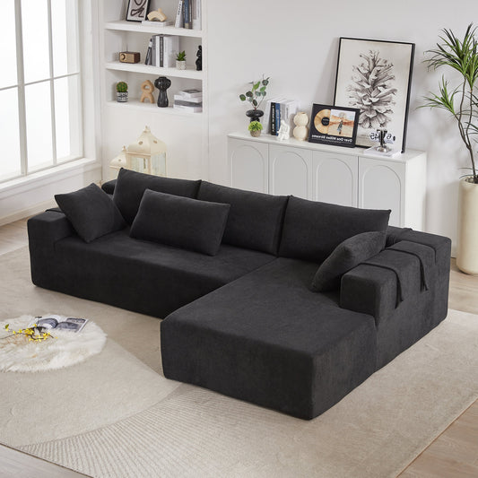 Modern Chenille Upholstered Sectional Sofa Couch Set,Modular 108' L Shaped Sectional Living Room Sofa Set With 6 Pillows