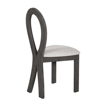 Modern 7-Piece Dining Table Set With Trestle Dining Table and 6 Upholstered Dining Chairs, Compact Kitchen Table Set For