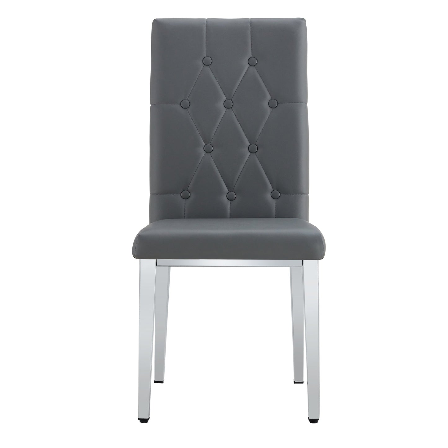 4 Piece Set of Gray Armless Dining Chairs Brings a Touch of Elegance and Mystery to the Dining Area With Its Deep Gray T