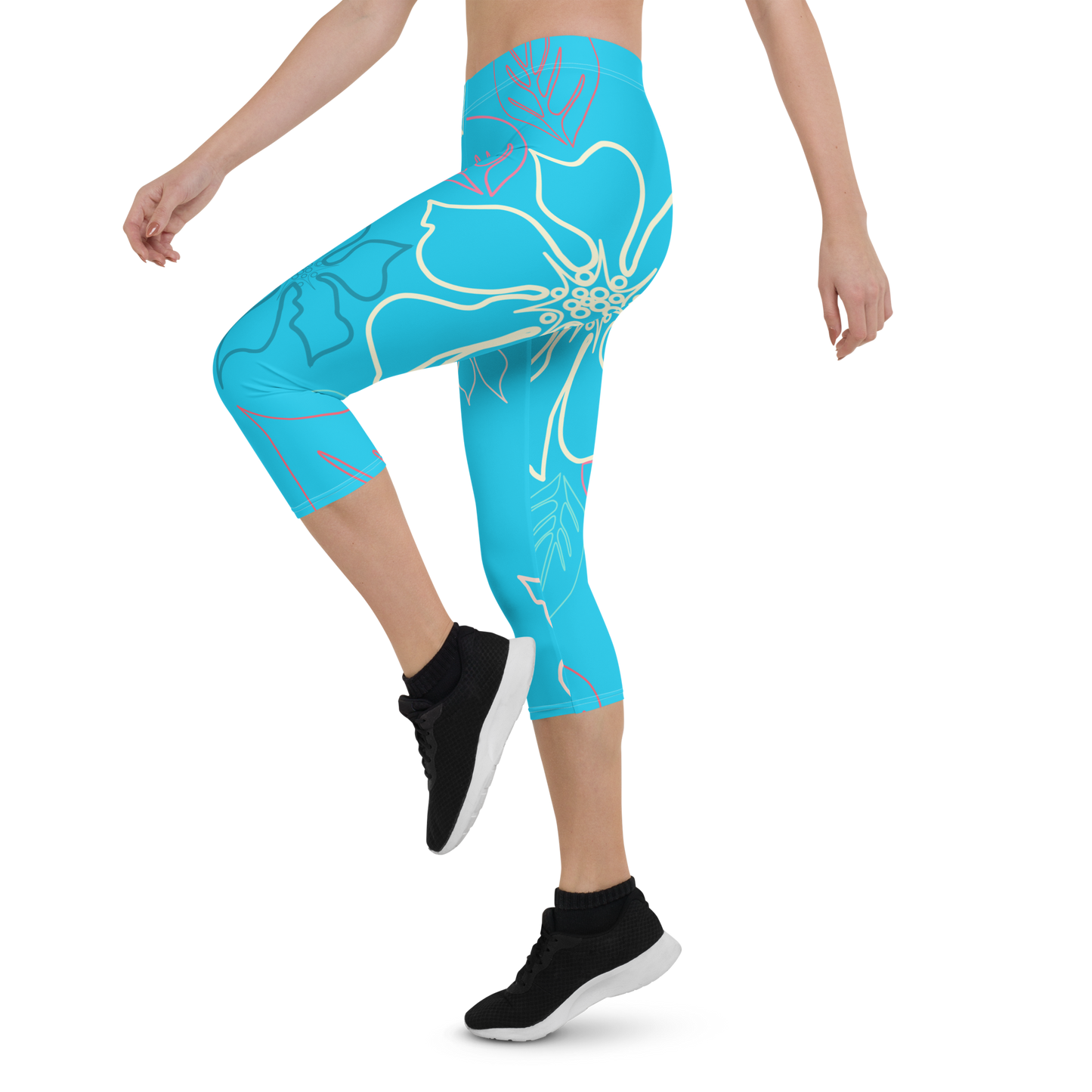 Women's CoastFlex Baby Blue Aloha Capri Leggings