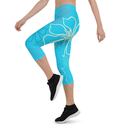 Women's CoastFlex Baby Blue Aloha Capri Leggings