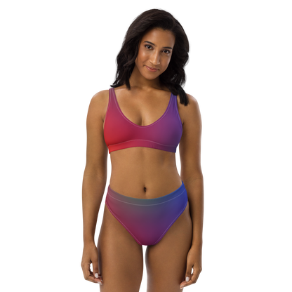 Find Your Coast® Red Dawn Recycled High Waisted Bikini Set