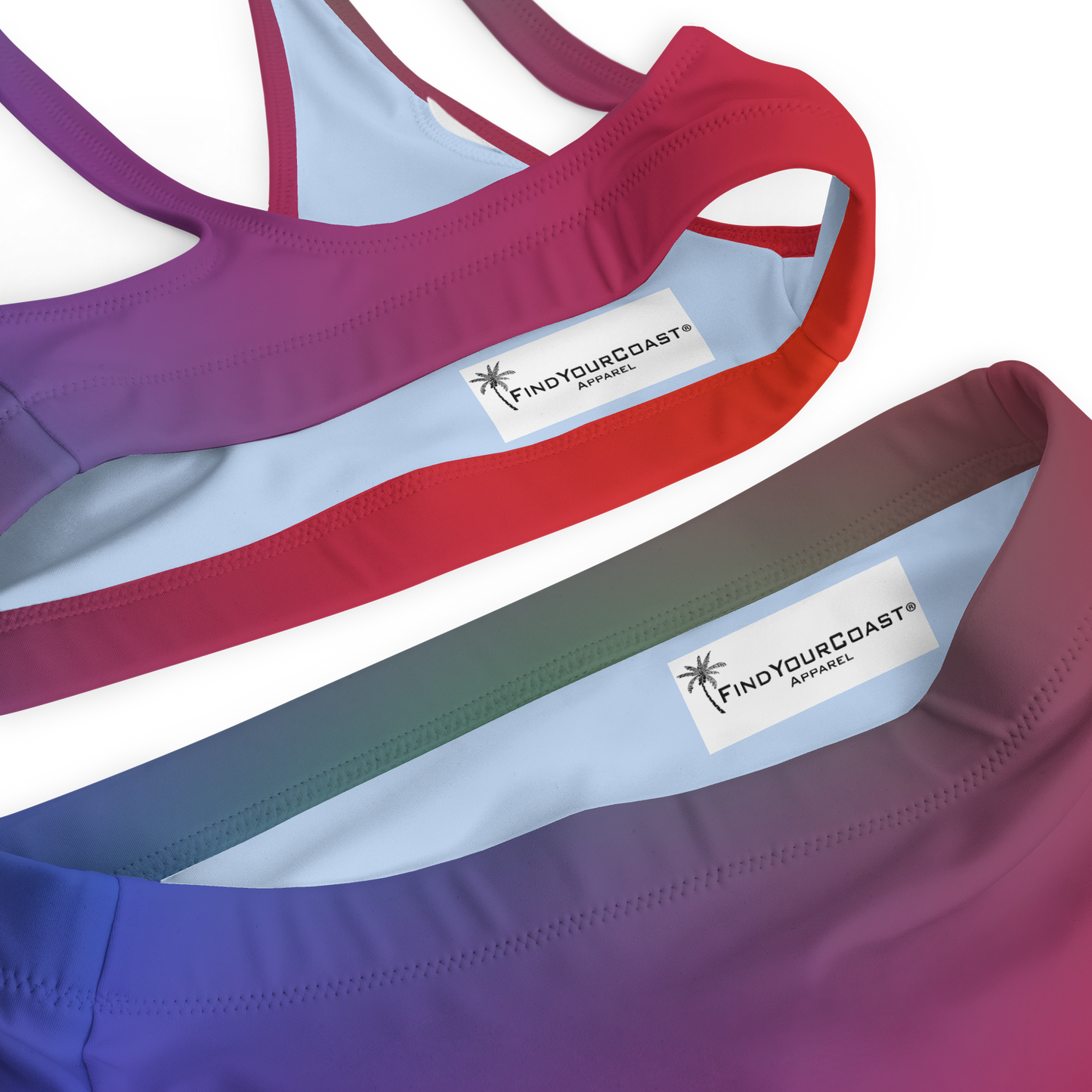 Find Your Coast® Red Dawn Recycled High Waisted Bikini Set