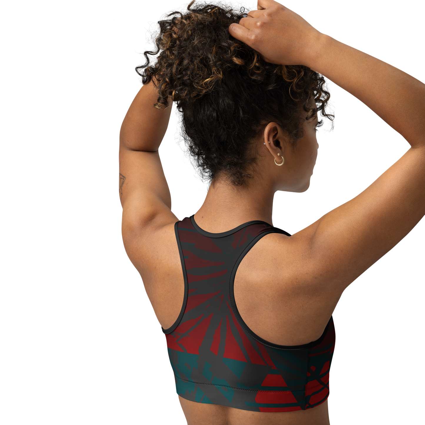 Moisture Wicking Nadine Sports Bra (White & Black Piping)