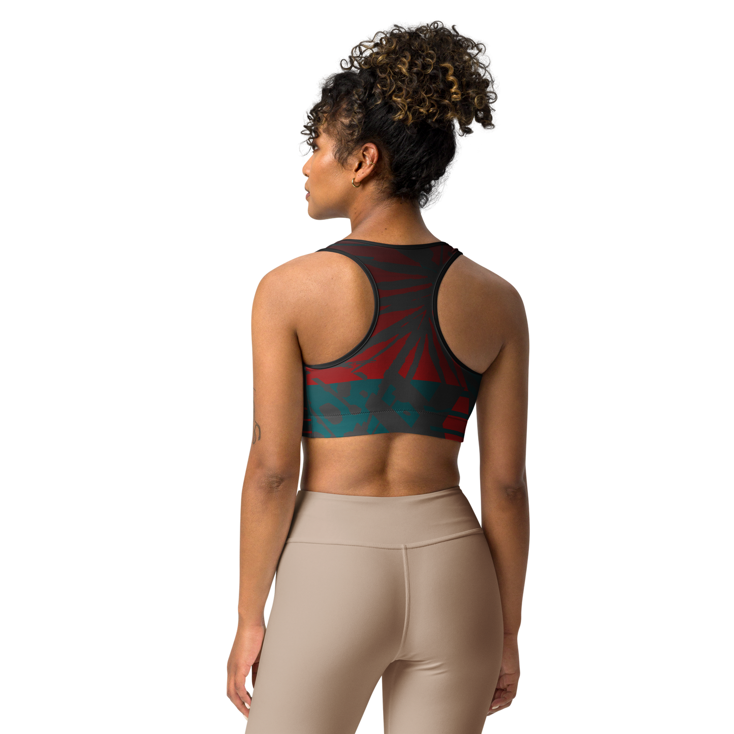 Moisture Wicking Nadine Sports Bra (White & Black Piping)