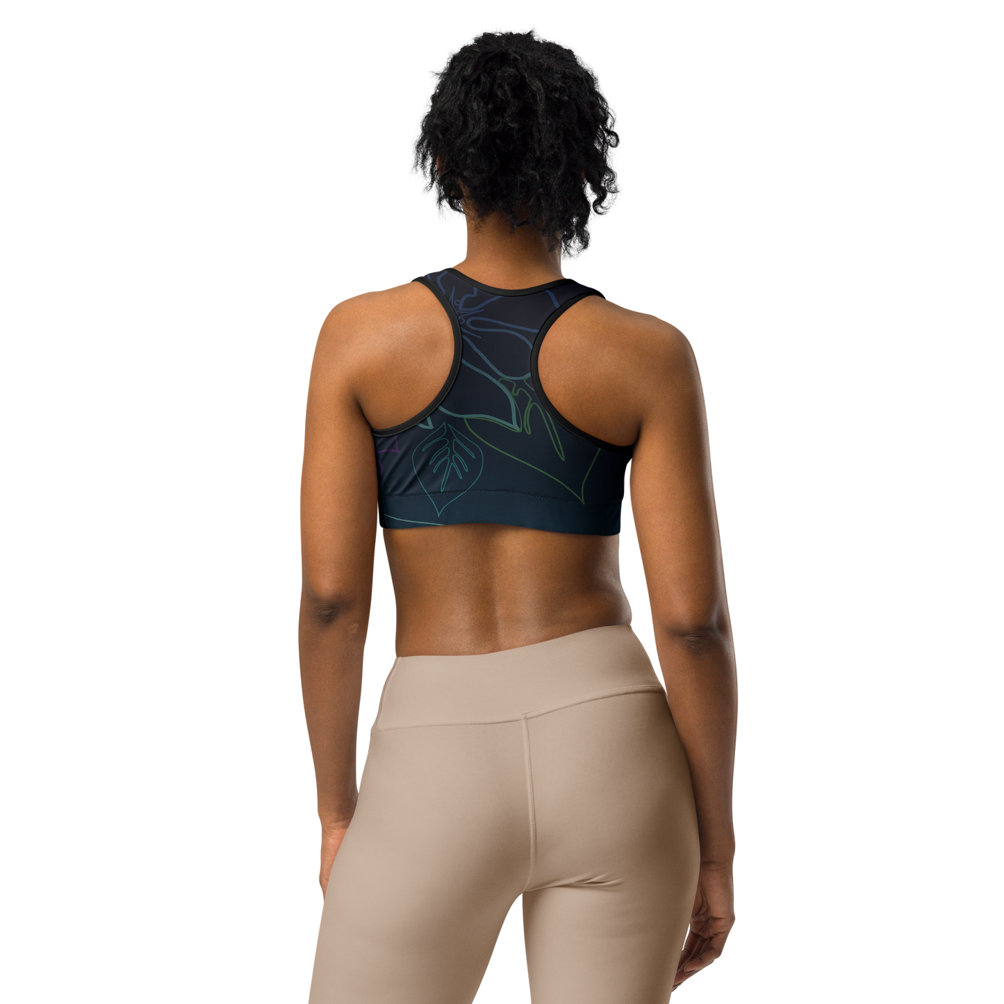 Moisture Wicking ALOHA Sports Bra (White & Black Piping)