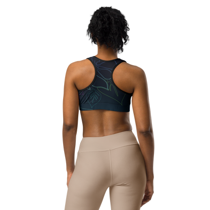 Moisture Wicking ALOHA Sports Bra (White & Black Piping)