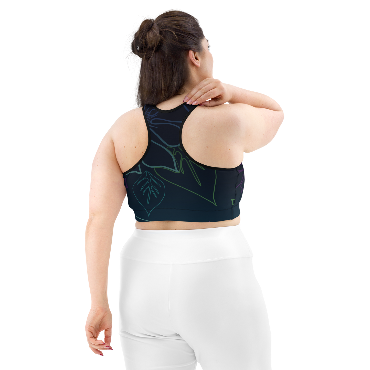 Moisture Wicking ALOHA Sports Bra (White & Black Piping)