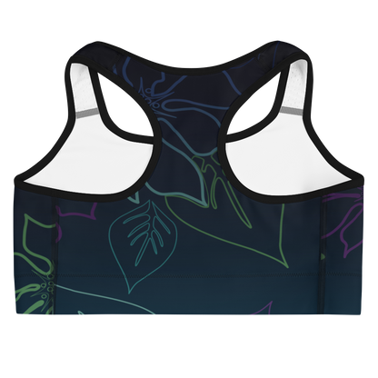 Moisture Wicking ALOHA Sports Bra (White & Black Piping)
