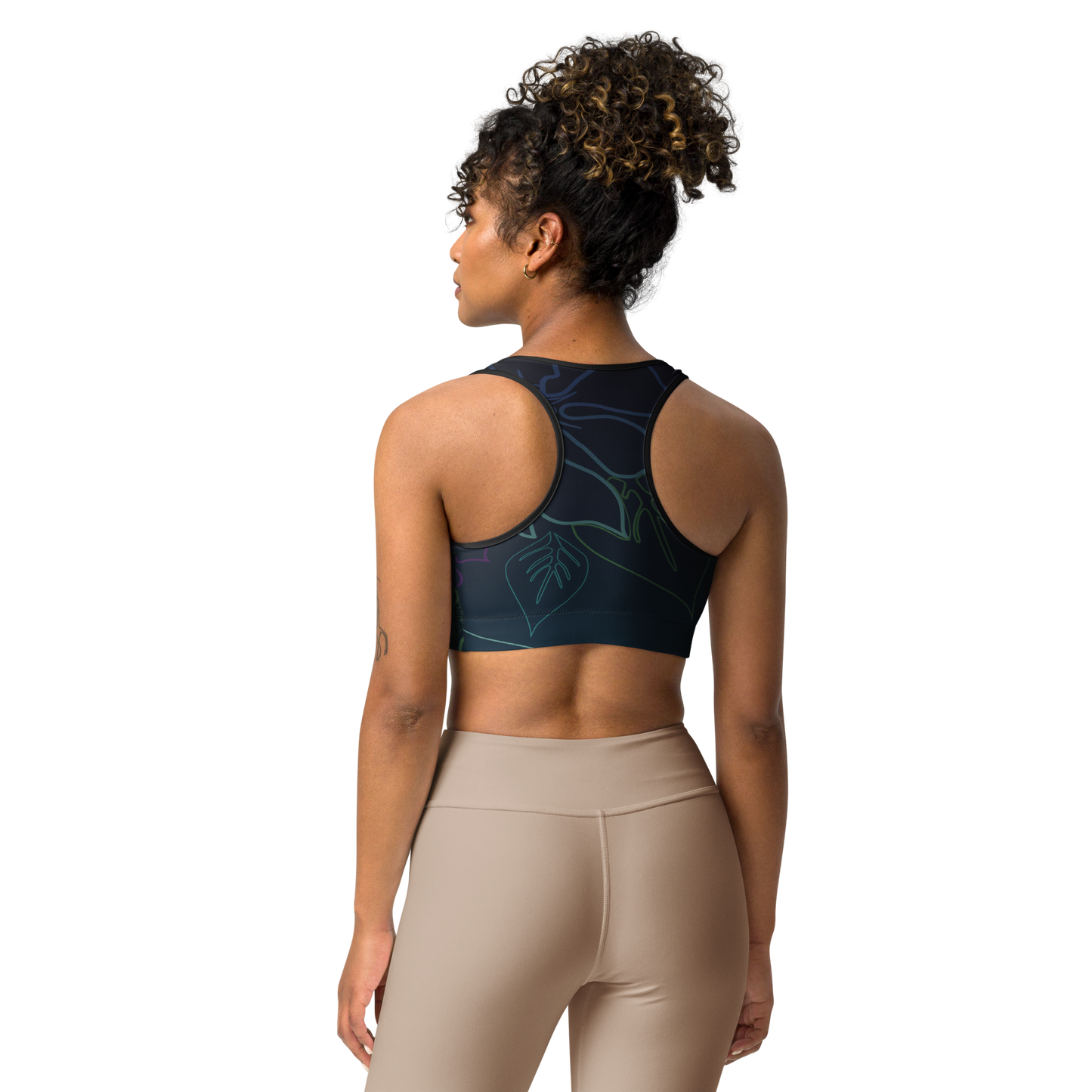 Moisture Wicking Aloha Sports Bra (White & Black Piping)