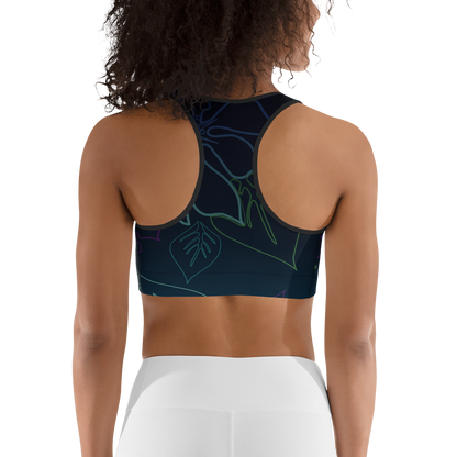 Moisture Wicking Aloha Sports Bra (White & Black Piping)