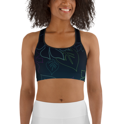 Moisture Wicking ALOHA Sports Bra (White & Black Piping)