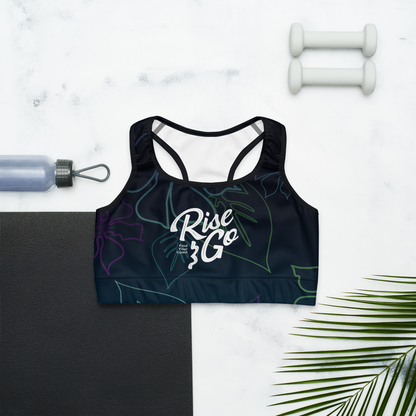 Moisture Wicking Aloha Sports Bra (White & Black Piping)