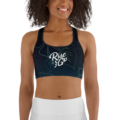 Moisture Wicking Aloha Sports Bra (White & Black Piping)