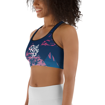 Moisture Wicking Victory Sports Bra (White & Black Piping)