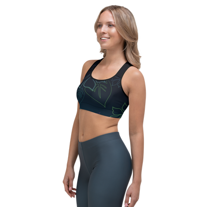 Moisture Wicking ALOHA Sports Bra (White & Black Piping)