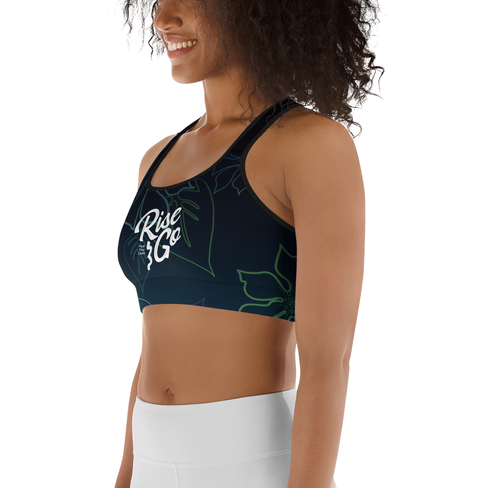 Moisture Wicking Aloha Sports Bra (White & Black Piping)