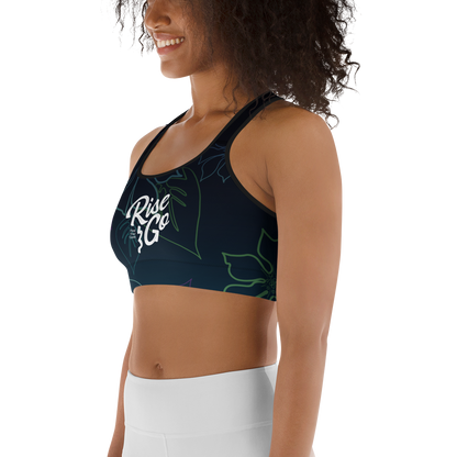 Moisture Wicking Aloha Sports Bra (White & Black Piping)