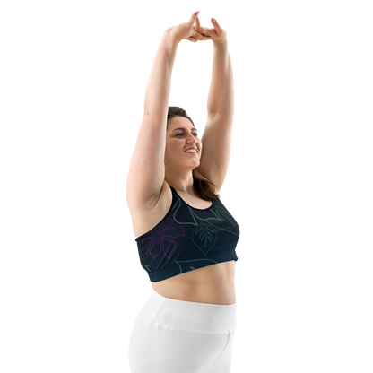 Moisture Wicking ALOHA Sports Bra (White & Black Piping)
