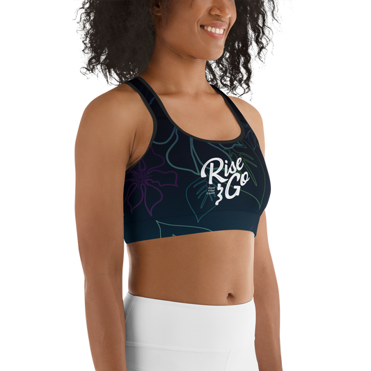 Moisture Wicking Aloha Sports Bra (White & Black Piping)
