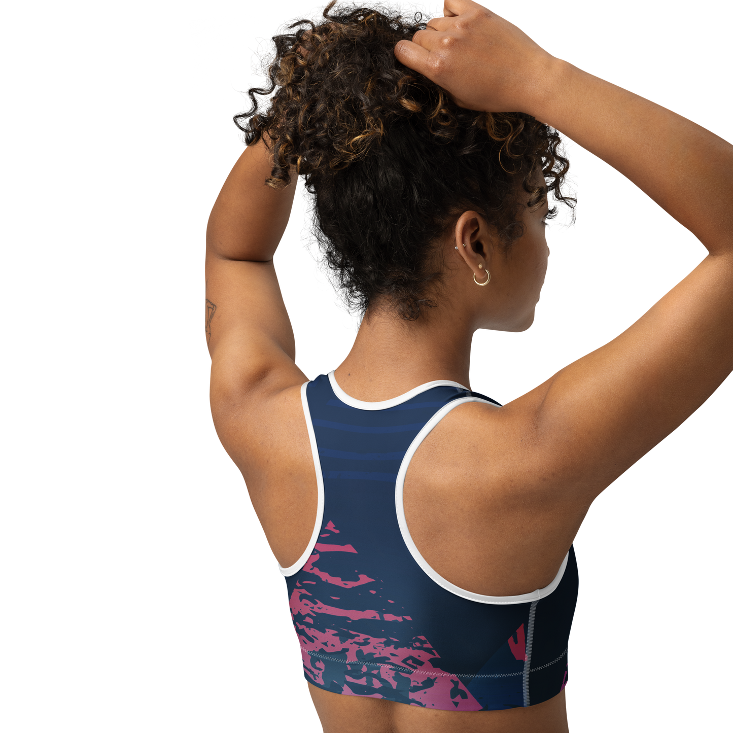 Moisture Wicking Victory Sports Bra (White & Black Piping)
