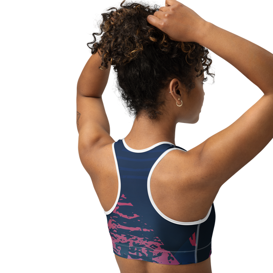 Moisture Wicking Victory Sports Bra (White & Black Piping)