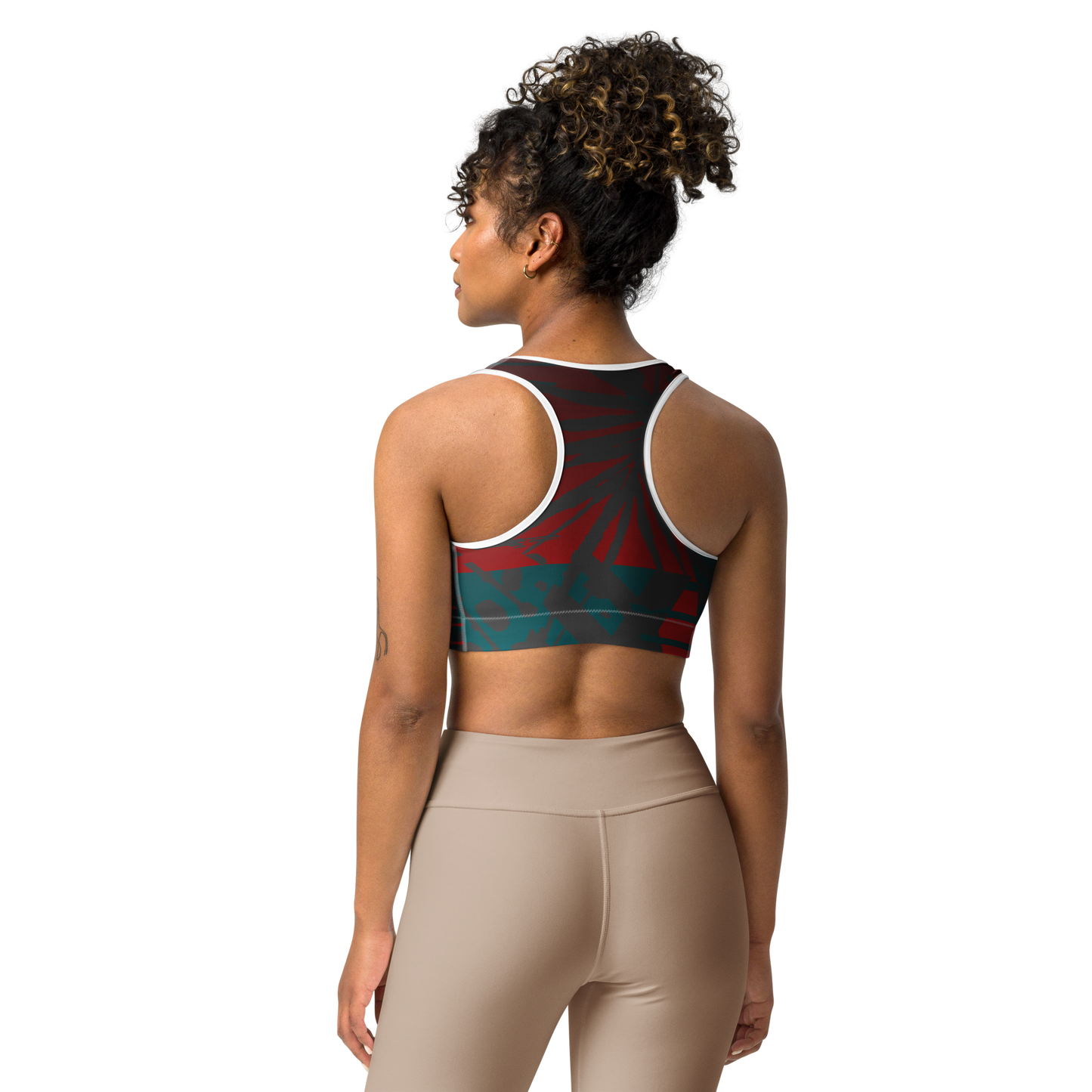 Moisture Wicking Nadine Sports Bra (White & Black Piping)