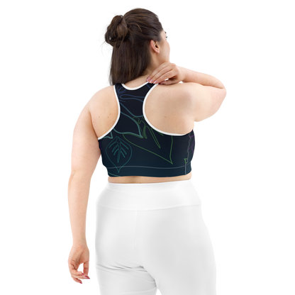 Moisture Wicking Aloha Sports Bra (White & Black Piping)