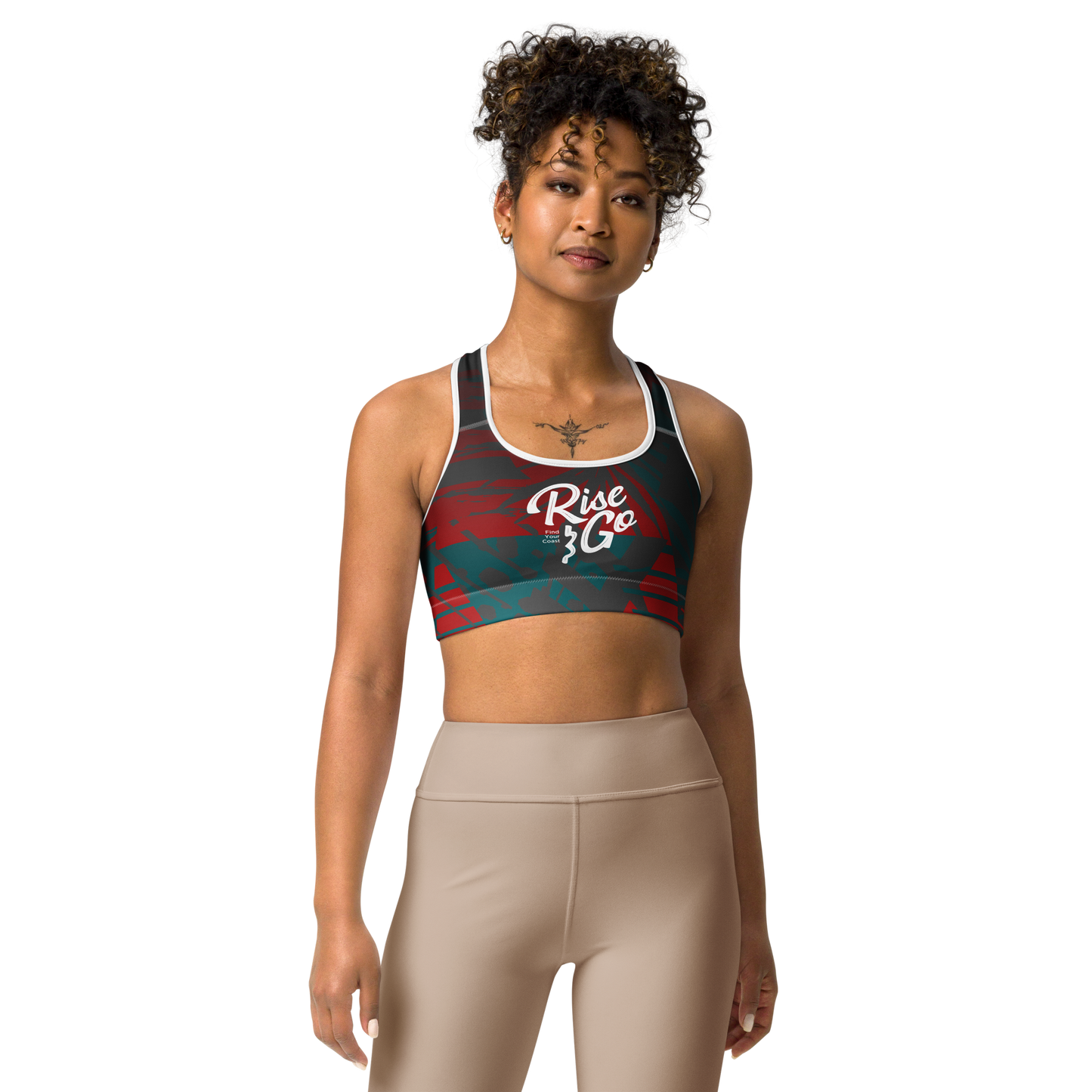 Moisture Wicking Nadine Sports Bra (White & Black Piping)