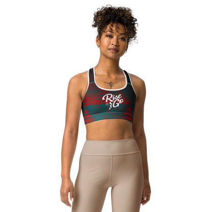 Moisture Wicking Nadine Sports Bra (White & Black Piping)