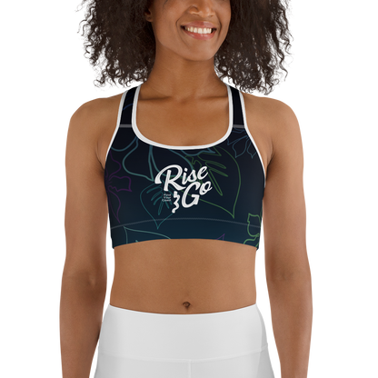 Moisture Wicking Aloha Sports Bra (White & Black Piping)